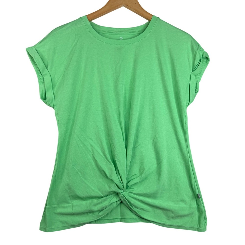 T by Talbots Women's Cap Short Sleeve Twist Front Tee size Medium Green